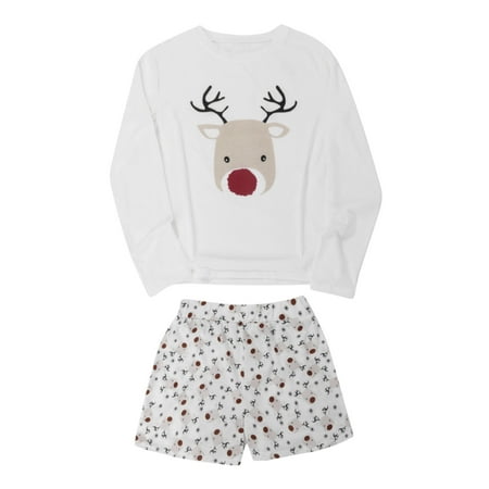 

LYXSSBYX Matching Family Christmas Pajamas Women s Christmas Autumn Winter New Reindeer Print Leisure Long Sleeve Christmas Suit Long Sleeve Round Neck Top / Shirt Set