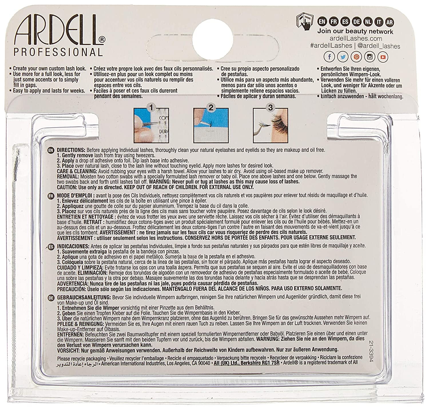 Ardell DuraLash Individual Long Flare Lashes, Black 56 ea (Pack of 6)