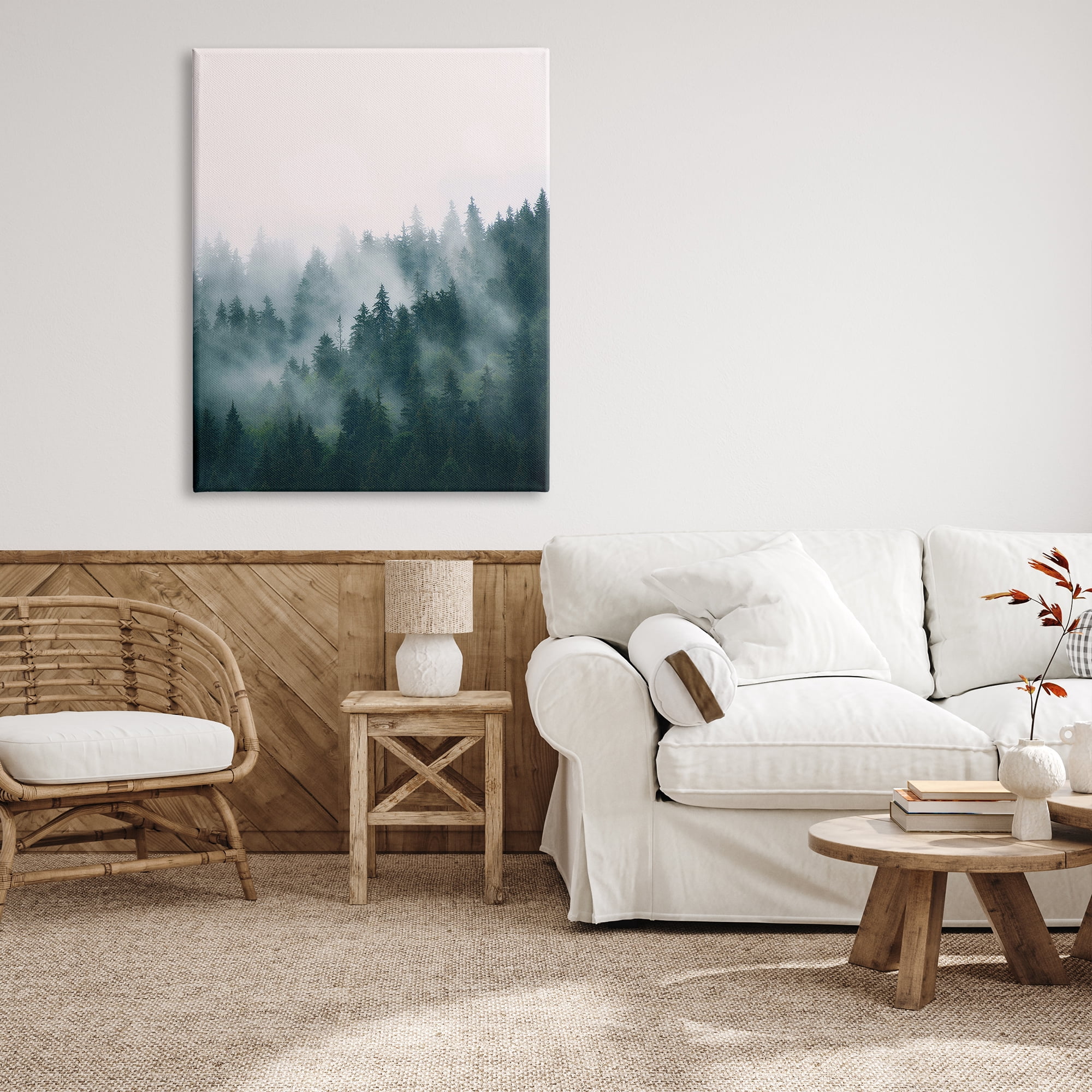 Stupell Industries Misty Forest Trees Nature Photography Gallery Wrapped Canvas Print Wall Art, 36 x 48