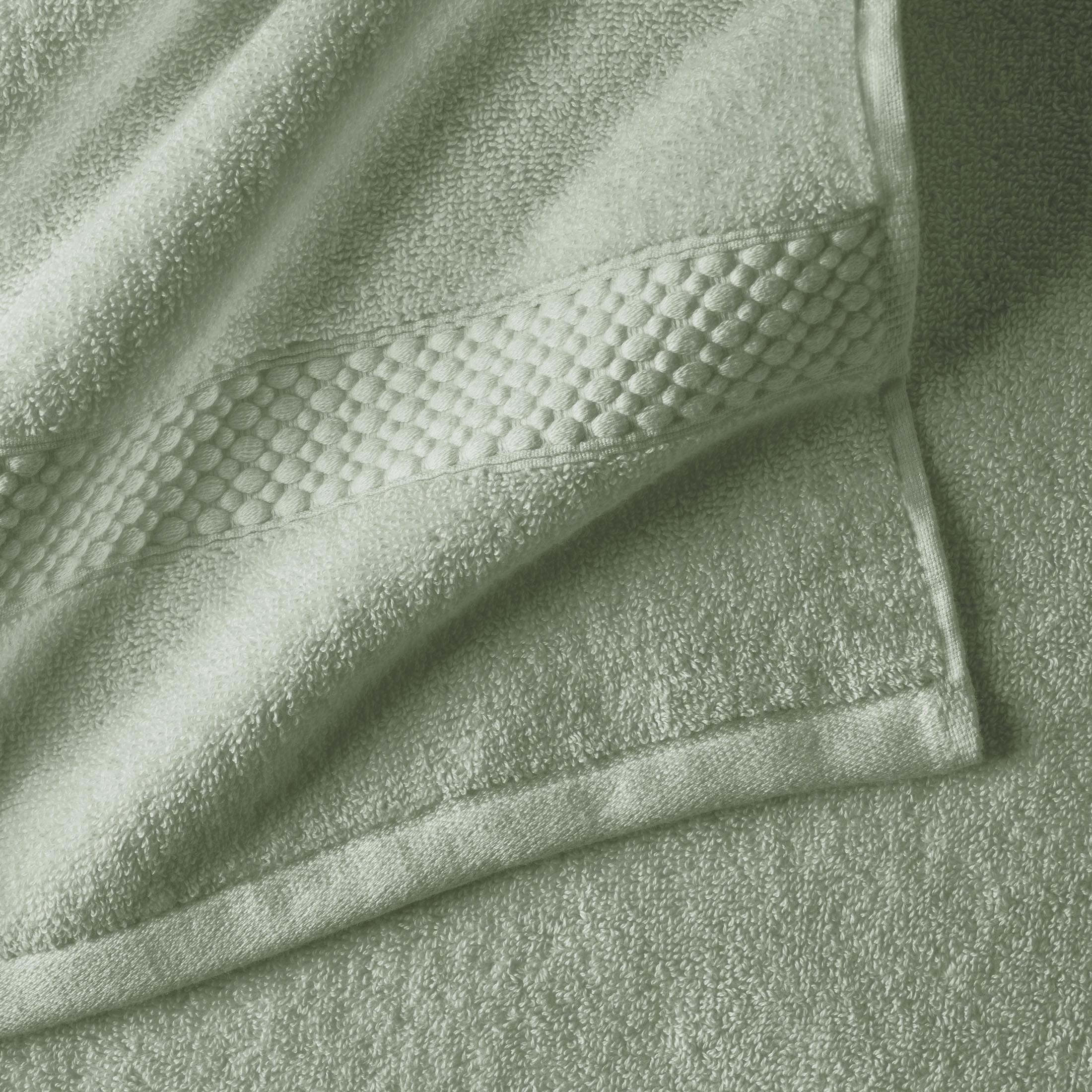 Beautiful by Drew Barrymore Dobby Bath Towel, Soft 100% Cotton, Sage Green
