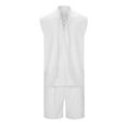 thumbnail image 2 of JLFKNG Men's Sets 2 Piece Beach Outfits Lace Up Hippie Tank Tops Summer Casual Sleeveless Shirts Matching Shorts Set Comfy Mens Sets, 2 of 7