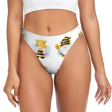 Qokaie Gnomes Honey Bee Printed Women s Cotton Thong Underwear  Sexy Breathable Panties G-string-4X-Large