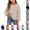 Beige, variant on YOUYEDIAN Oversized Sweatshirts for Girls Fall Fashion Color Block Turtleneck Fleece Pullover Tops Loose Long Sleeve Hoodie