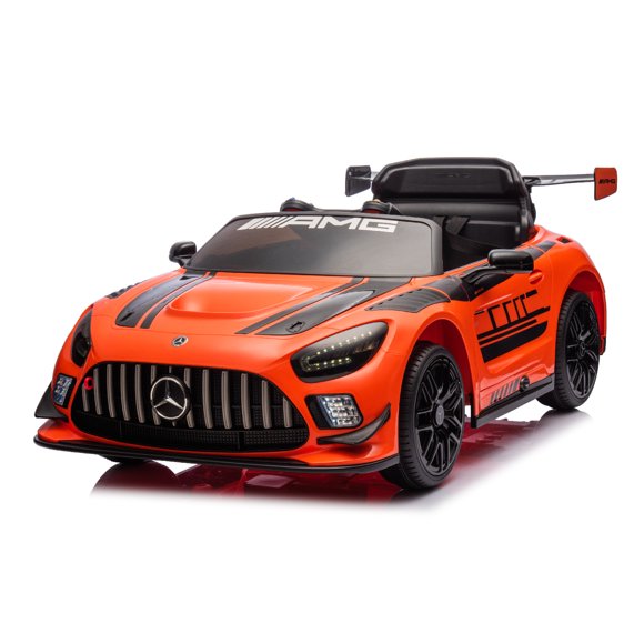 VOLTZ TOYS sous Licence Mercedes-AMG GT3 24V Voiture Électrique pour Enfants - Voiture de Course Électrique avec Siège en Cuir, Télécommande, Lumières LED et Musique - Orange