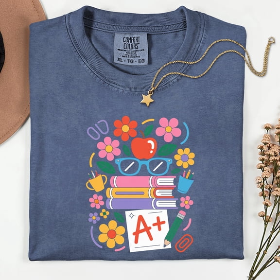 Comfort Colors® Cute Teacher Shirt, Books shirt, Back to School, Bookish Shirt, Book Lover Teacher, Elementary Teacher, Botanical shirt