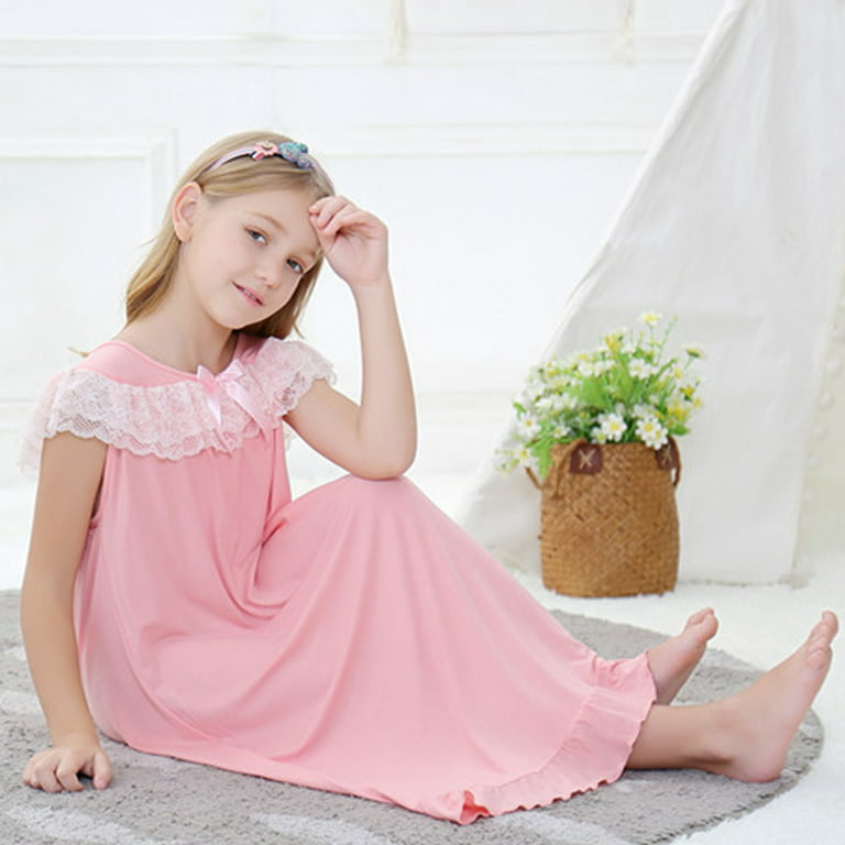 Phenas Girls Modal Nightgowns Summer Sleeveless Sleepwear Comfy