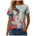 thumbnail image 5 of felwors Women's Casual Patriotic Graphic T-Shirt – USA Flag, Eagle, Statue of Liberty & Fireworks Print, Short Sleeve Crew Neck Tee for 4th of July Events (Light Gray, XXL), 5 of 8