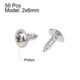 thumbnail image 2 of Uxcell 0.08'' x0.24'' Self Tapping Screws Pan Head Screw Fasteners Bolts 304 Stainless Steel Silver Tone 50 Pcs, 2 of 3