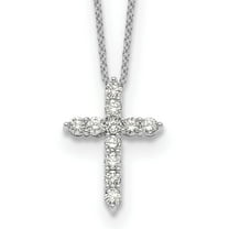 Auriga Fine Jewelry 14K White Gold 2.2 mm Lab Grown Diamond Cross Pendant Necklace for Women 18"