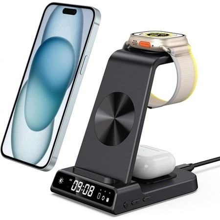 leQuiven Wireless Charger for iPhone 3 in 1 Wireless Charging Station with Clock compatible with iPhone 15/14/13/12/Pro/Pro Max Wireless Charging Station for iwatch 9/8/7/6/5/4 and Ear Pods Pro/3/2 leQuiven Wireless Charger for iPhone 3 in 1 Wireless Charging Station with Clock compatible with iPhone 15/14/13/12/Pro/Pro Max Wireless Charging Station for iwatch 9/8/7/6/5/4 and Ear Pods Pro/3/2
