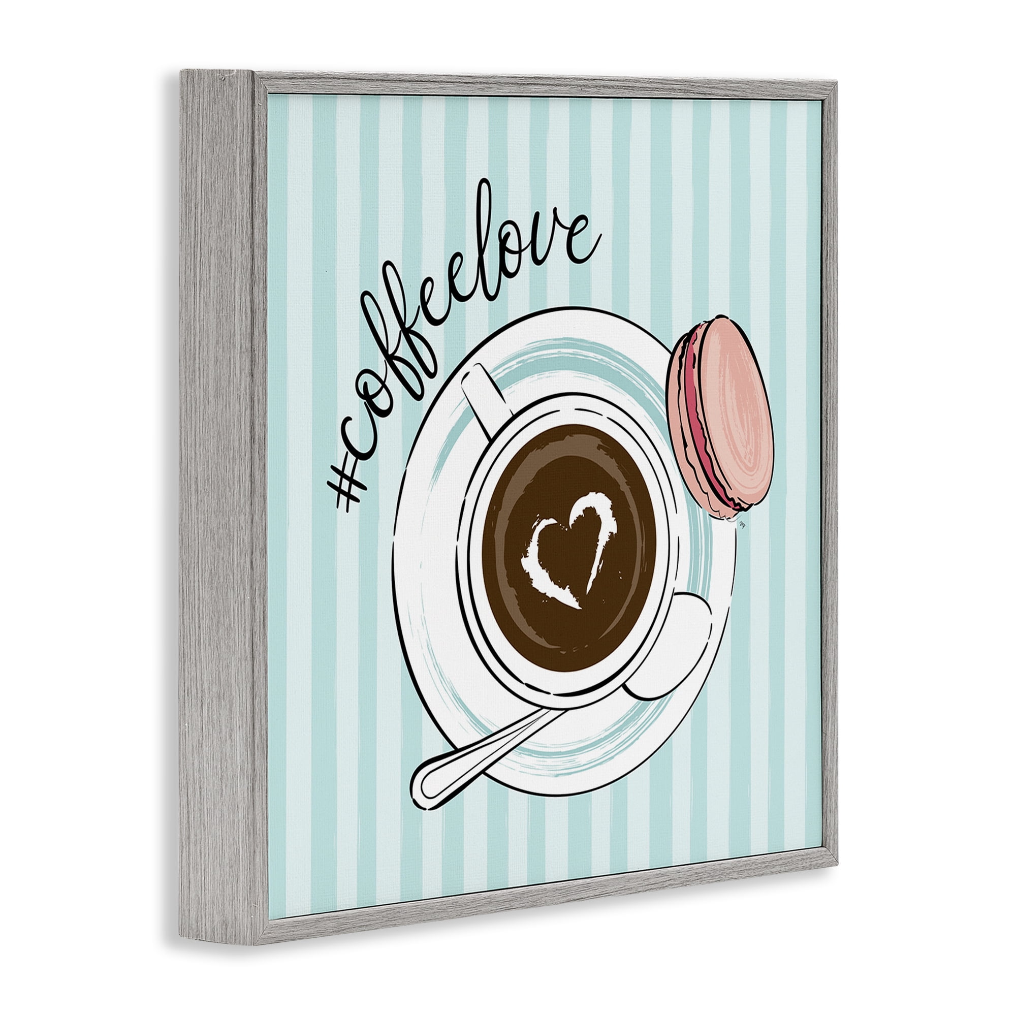 Stupell Industries Coffee Love Hashtag Gray Framed Giclee Art, design by Martina Pavlova