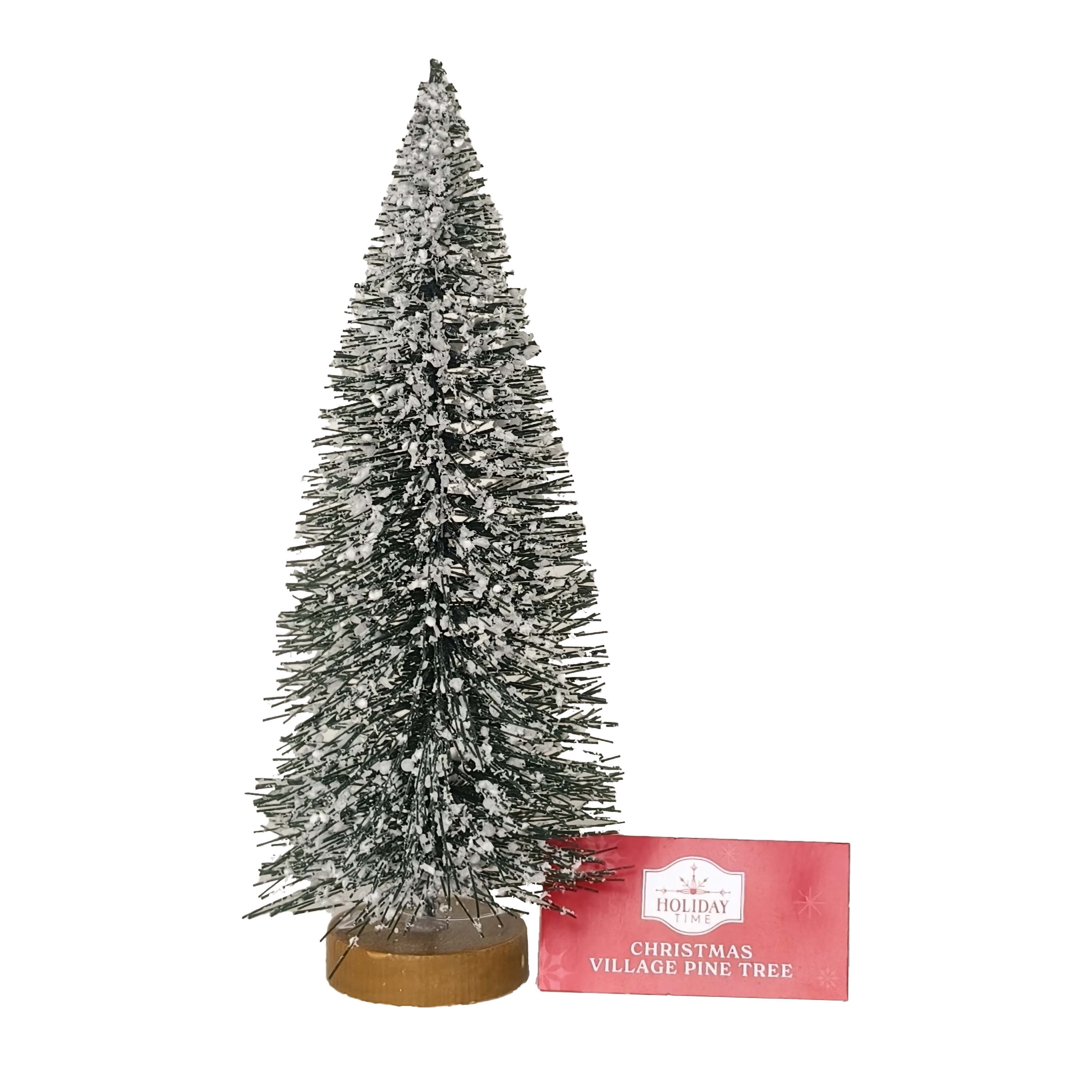 Snow-Flocked Christmas Village Pine Tree, Green, 6", by Holiday Time