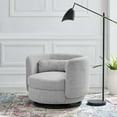 thumbnail image 2 of Armchair Swivel Accent Chair, Black Grey Gray, Fabric, Modern Contemporary, Living Lounge Cafe Room Hotel Lobby Hospitality, 2 of 7