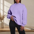 thumbnail image 3 of VJGBEGW Womens Mock Neck Sweatshirt Oversized Pullover Fall Fashion Long Sleeve Tops Purple L, 3 of 9