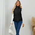 thumbnail image 3 of SWSMCLT Women's Puffer Vest Puffy Fall Quilted Sleeveless Jacket Insulated Casual Pocket Full Zip Winter Slash Pocket Tank Top Black Large, 3 of 5