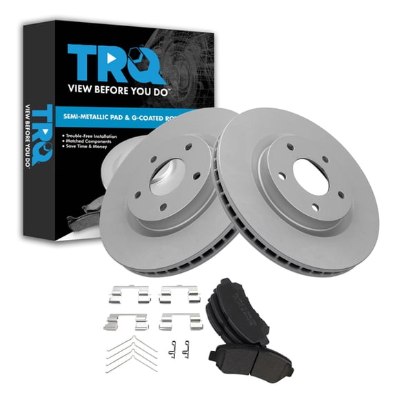TRQ Front Brake Pad and Rotor Set Semi Metallic G Coated Rotors Fits 2009-2012 Nissan Sentra