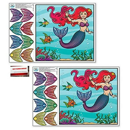 2 Pack Pin The Tail on the Mermaid Games (Plus Party Planning Checklist by Mikes Super Store)