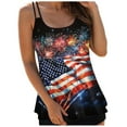 thumbnail image 1 of NIEWTR Womens Tankini Tops Spaghetti StrapsTummy Control Swimsuit Top American Flag Graphic Bathing Suit Top(Navy,M), 1 of 5