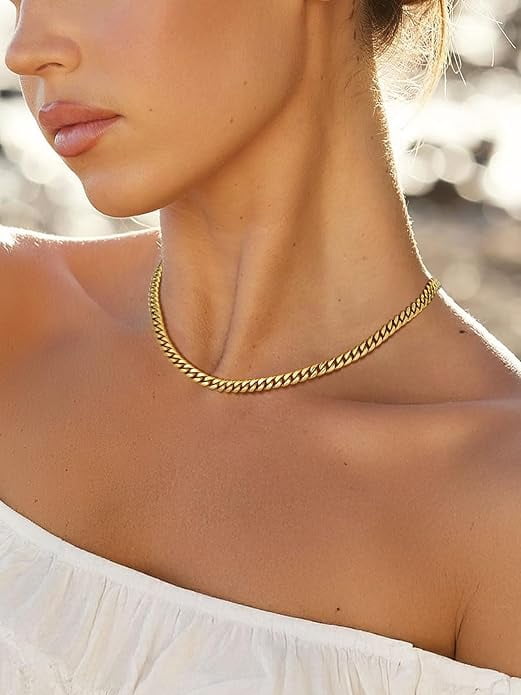 Muddy Jewelry Cuban Link Chains for Men and Women - 4-14mm Width, 14-30" Length, Gold/Stainless Steel, Hip Hop Jewelry Gift