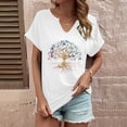 thumbnail image 2 of Trendfront Womens Tree Of Life Tops Graphic Print V Neck Casual Short Sleeve Loose Fit Tee Trendy Fashion T Shirts Pullover Daily Wear, 2 of 5