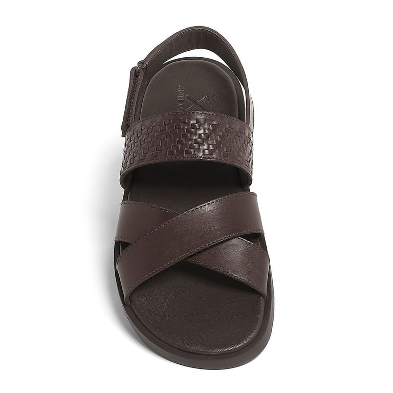Anthony Veer Mens Mumbai Cross Strap Leather Comfort Sandal 