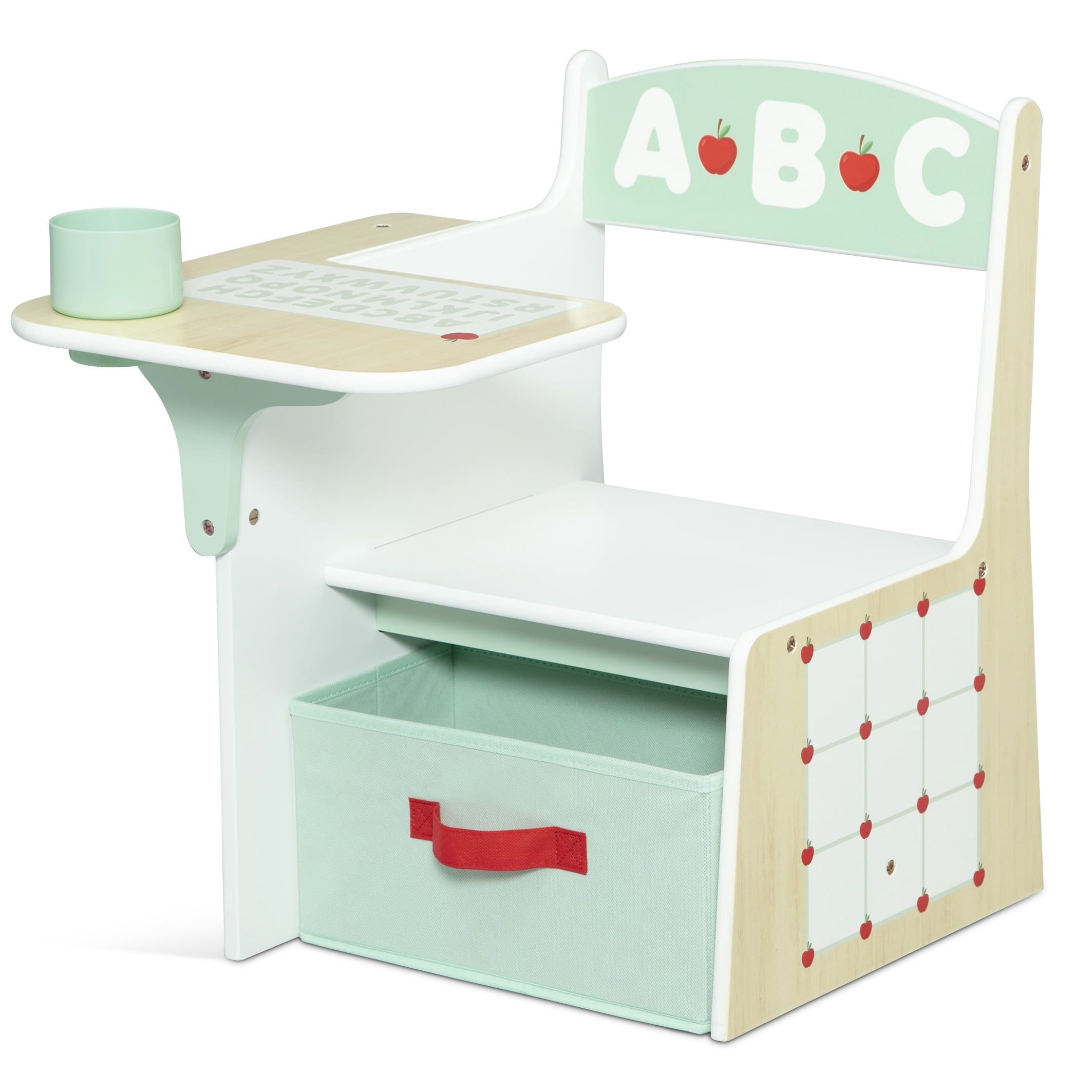 Delta Children ABC Alphabet Chair Desk with Storage Bin, Natural & Sage Green