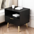 thumbnail image 2 of Nightstand with 1 Drawer & 1 Open Shelf, Bedside Table for Bedroom Living Room, Black, 2 of 6