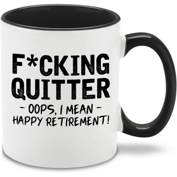 shop4ever Quitter Oops, I Mean Happy Retirement! Ceramic Coffee Mug Tea Cup. Funny Gift for Him, Her 11 oz. (Black Handle)