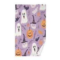 Yayeee 2 Pack Hand Towels for Bathroom 100% Cotton 16" x 28" Kitchen Towel, Purple Cute Halloween