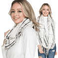 thumbnail image 2 of BASICO Warm Knit Winter Scarfs for Women White Plaid Infinity Scarf Circle Loop Scarves, 2 of 10