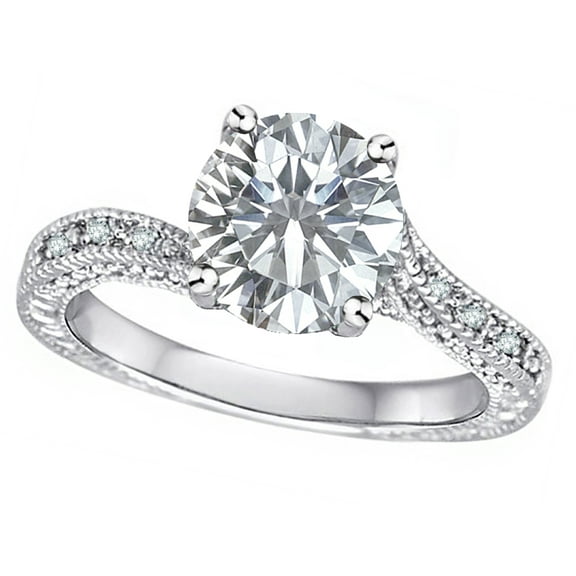 Star K� Antique Vintage Style Round 7mm Genuine White Topaz Solitaire Engagement Promise Ring