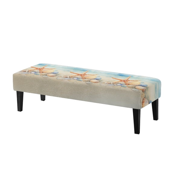 Whosucclay Starfish Beach Seashells Print Stretch Dining Bench Cover, Wear Resistant Bench Slipcover Washable Bench Seat Protector Rectangle Bench Cover for Dining Room, Living Room, Bedroom