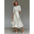 thumbnail image 4 of Lopecy-Sta Midi Skirt for Women High Waisted Satin Elegant A-Line Flowy Silk-Like Skirt with Pockets Formal Casual Skirt, 4 of 7