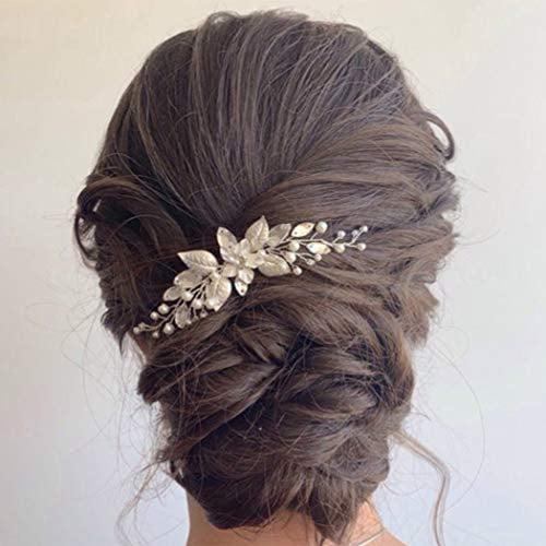 Jeairts Crystal Wedding Hair Pins Silver Pearl Bridal Hair Pieces Headwear  Decorative Floal Rhinestone Hair Accessories for Women and Girls -  