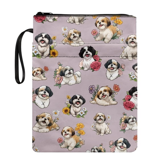 HELLHERO 1pcs Book Sleeve Protector Pouch with Pocket Vintage Carrying Book Case Book Cover Carrying Case with Waterproof for Men Protector Wrap Bag, Dog Rose Pattern