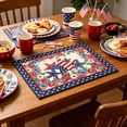 thumbnail image 5 of Cififendec 4th of July Patriotic Placemat, 17.72"×11.81", Red White Blue Striped Border Heat-Resistant Table Mat for Independence Day, Memorial Day & Holiday Dinner Decor, 5 of 5