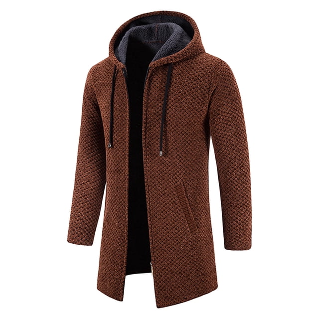Gibobby Sueter Cardigan Casual Chaqueta de forro polar con cremallera completa para hombre(Café,G)