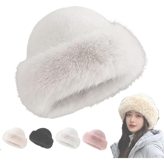 Fur Bucket Hats for Woman - Winter Faux Fur Bucket Hat 2026 New Fluffy Furry Warm HatSoft Furry Hats for Women