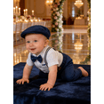 thumbnail image 2 of CARETOO Boys Clothes Set 0-18M Infant Formal Outfit Infant 4pcs Tuxedo Dress Shirt Suspender Pants Bowtie Hat, 2 of 11