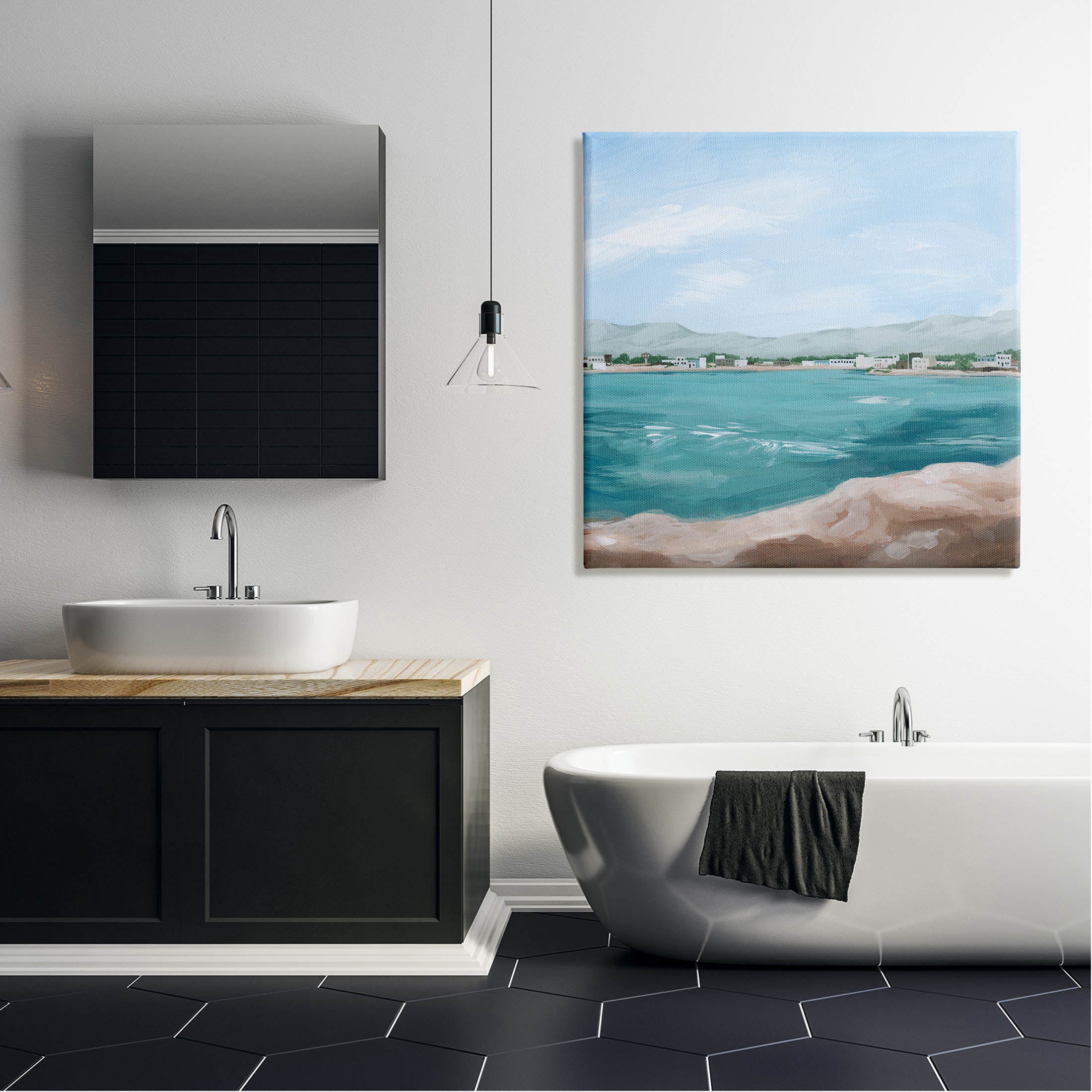 Stupell Industries Seaside Town Beach Ripples Painting Gallery Wrapped Canvas Print Wall Art, Design by Grace Popp