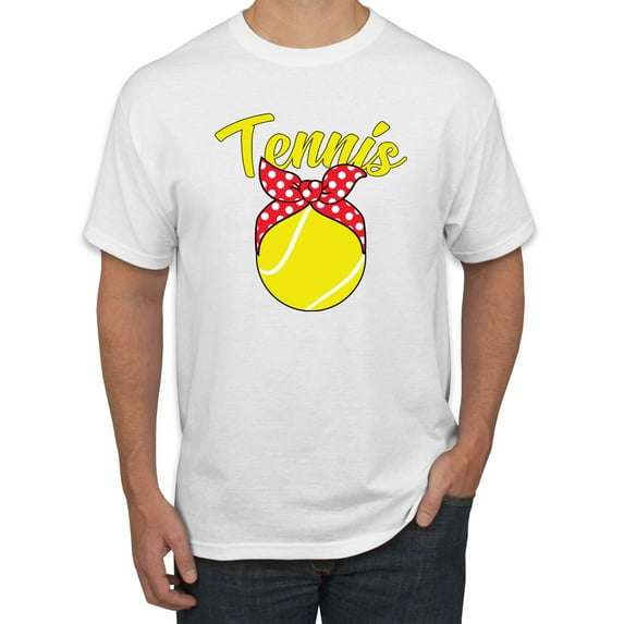 Wild Bobby, Tennis Mom Cute Bow Ribbon Tennis Ball, Mother's Day, Men Graphic T-Shirt, White, Medium