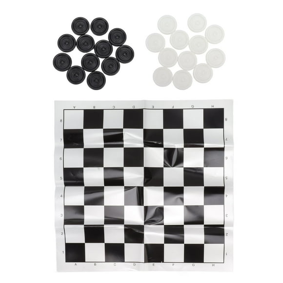Checkers Set, Stackable Draughts Board Game Educational Black White Interactive for Family