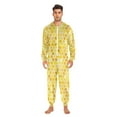 thumbnail image 5 of Adult Christmas Onesie Yellow Honeycomb Adult Zipper One-Piece Pajamas Unisex Pajamas with Pockets, 5 of 6