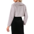 thumbnail image 3 of INSPIRE CHIC Chaqueta Bolero de Piel Sintética para Mujeres, Corta, con Lazo Frontal, Abrigo Esponjoso, Talla L, Púrpura Polvoriento, 3 of 6