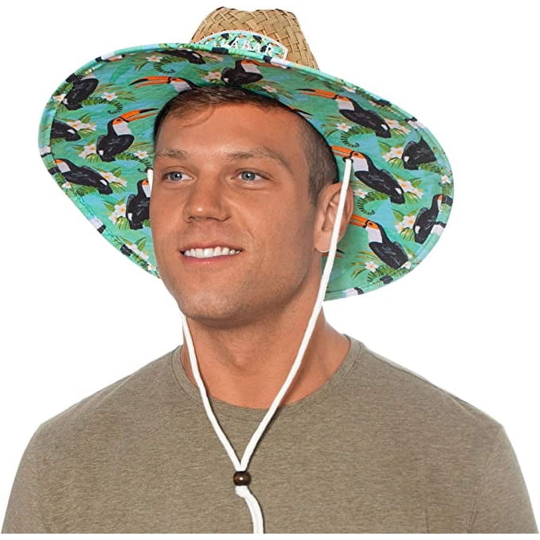 Toucan Fabric Pattern Print Straw Sunhat Men & Women  display picture 1