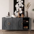 thumbnail image 2 of Lunale Modern Lacquered Wooden Sideboard Storage Cabinet, Buffet Server Cabinet for Living Room, Entryway, Distressed Black, 2 of 6