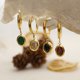 thumbnail image 3 of Nvzi Pendientes con circonitas, pendientes de acero inoxidable bañados en oro, colgante ovalado, pendientes de acero de titanio, pendientes (negros), 3 of 4