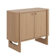 Nathan James Solace Mid Century Modern Cabinet, Storage Cabinet or Accent Cabinet with Doors with Solid Wood Legs and Adjustable Shelf, Raw Oak