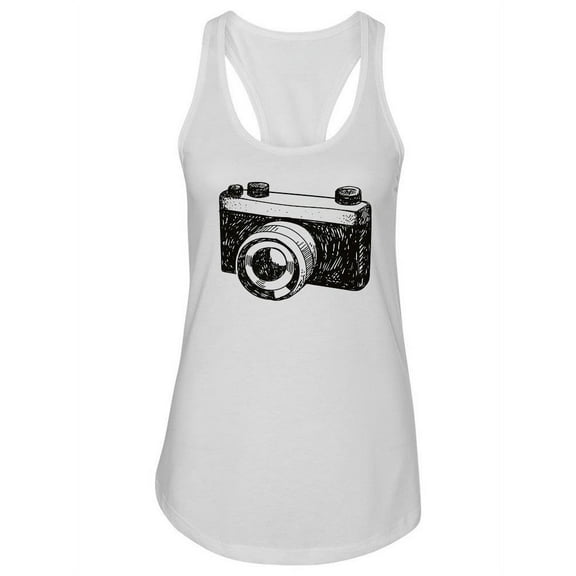 Black And White Camera Sketch Tank Women -Image by Shutterstock, Female x-Large