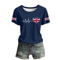 thumbnail image 5 of T Shirts for Women Great British Flag Print Short Sleeve Crew Neck Tops Summer Casual Stretch Comfy Loose Workout Basic Tees Z006-Navy M, 5 of 5